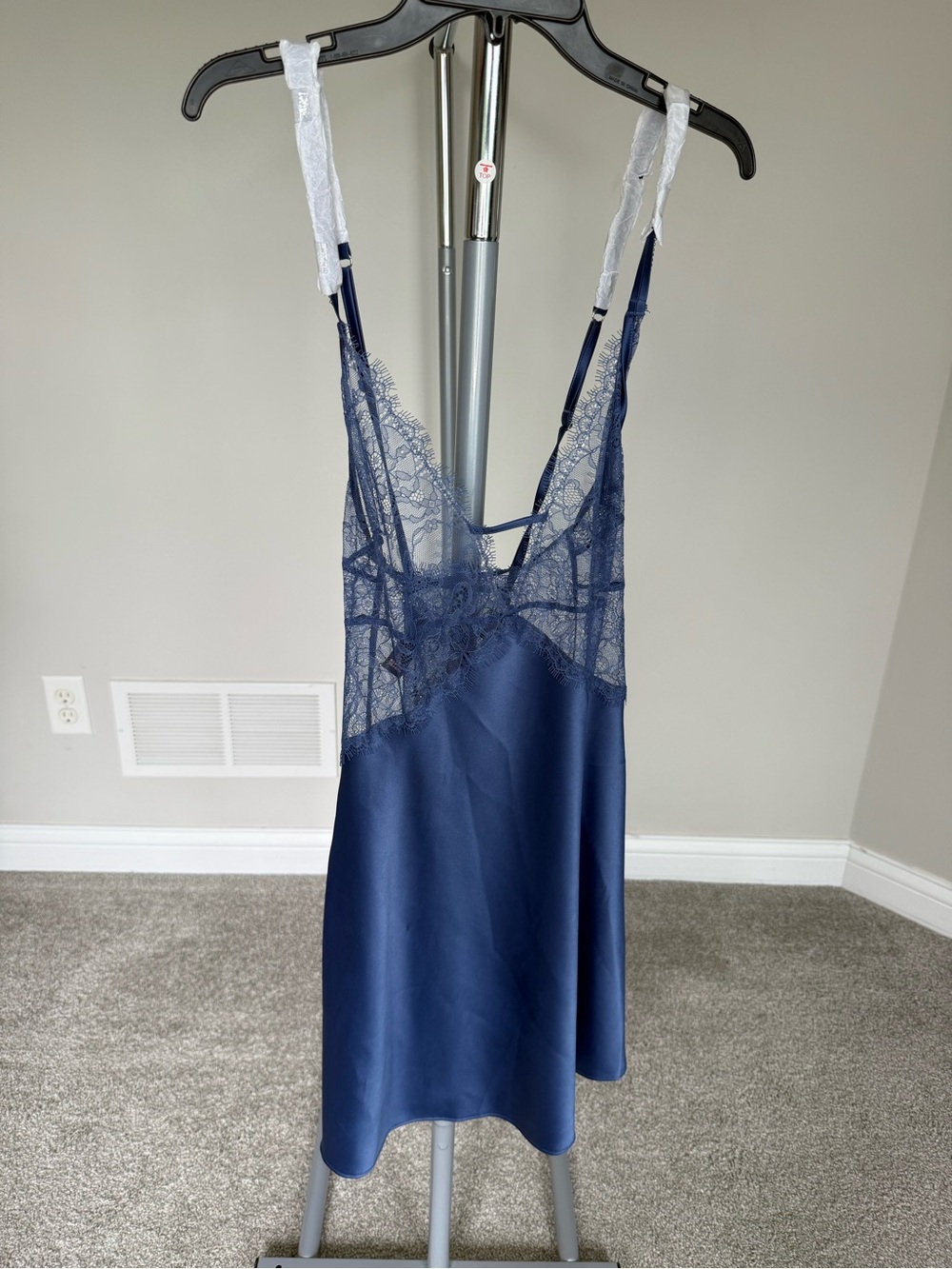 Victorias Secret Women's Lace-Trim Slip Dress - Navy